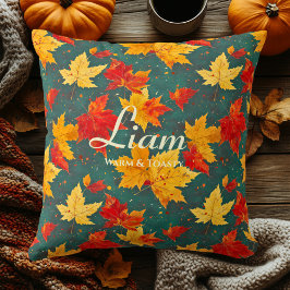 Warm Autumn Maple Löv | Fall Home Decor Design Kudde