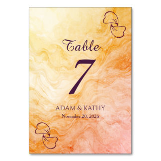 Warm Autumn Marble Table Number Bordsnummer