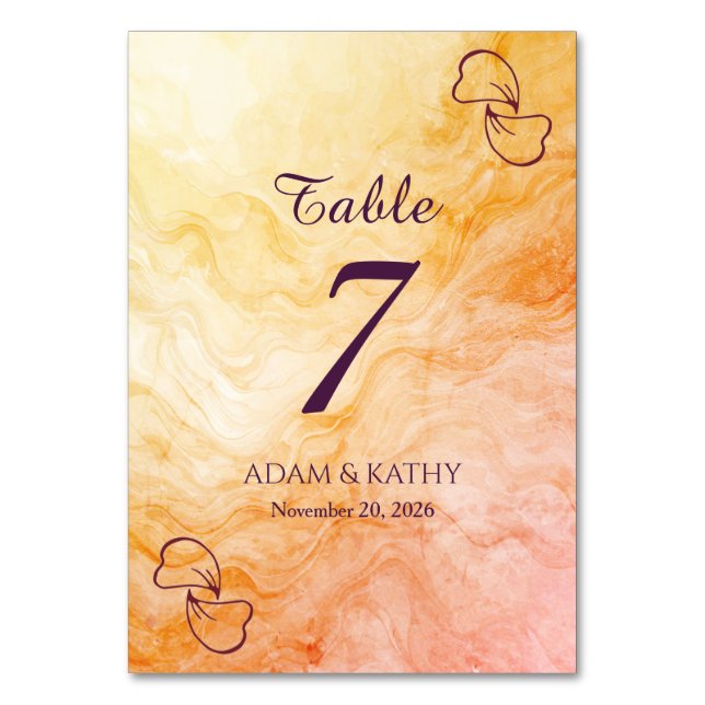 Warm Autumn Marble Table Number Bordsnummer (Framsidan)