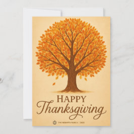 Warm Autumn Tree Happy Thanksgiving Greeting Card Julkort