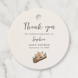 Warm Beige Baby Shower Woodland Fox Favor Tag Gåvor Etiketter