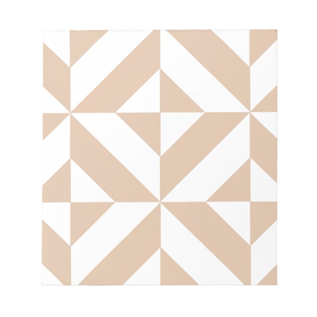 Warm Beige Geometric Deco Cube Mönster Anteckningsblock (Framsida)