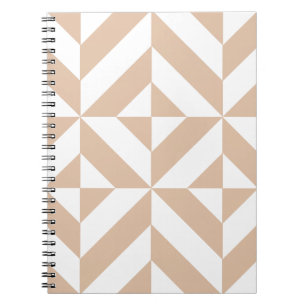 Warm Beige Geometric Deco Cube Mönster Anteckningsbok