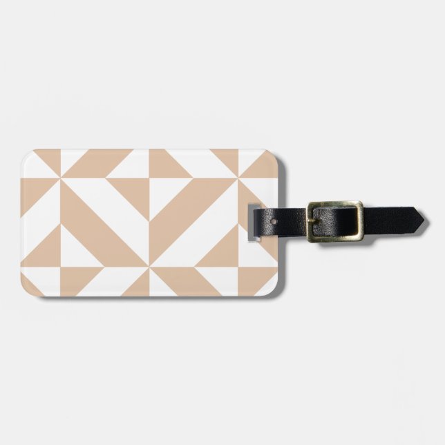 Warm Beige Geometric Deco Cube Mönster Bagagebricka (Horisontell Framsida)
