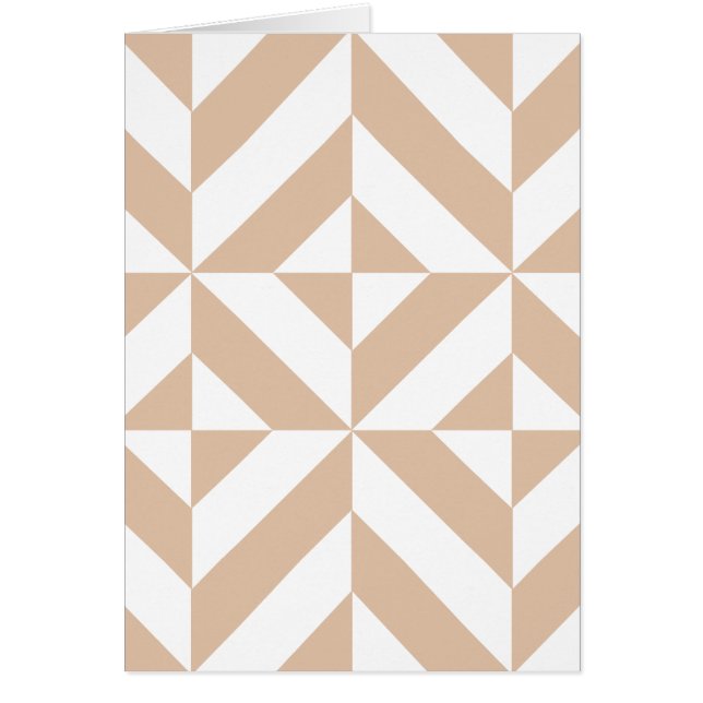 Warm Beige Geometric Deco Cube Mönster Hälsningskort (Framsidan)