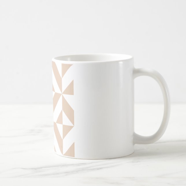 Warm Beige Geometric Deco Cube Mönster Kaffemugg (Höger)
