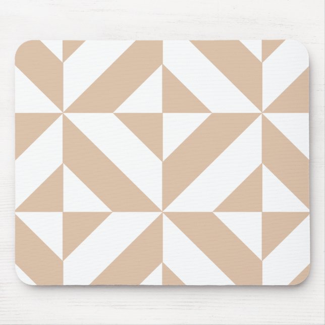 Warm Beige Geometric Deco Cube Mönster Musmatta (Framsidan)