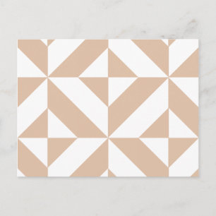 Warm Beige Geometric Deco Cube Mönster Vykort