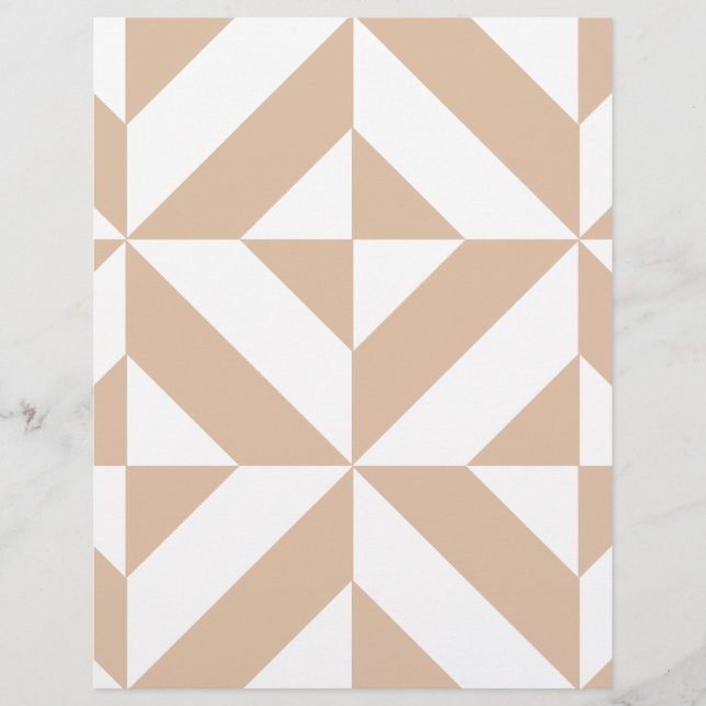 Warm Beige Geometric Deco Cube - Papper (Framsida)