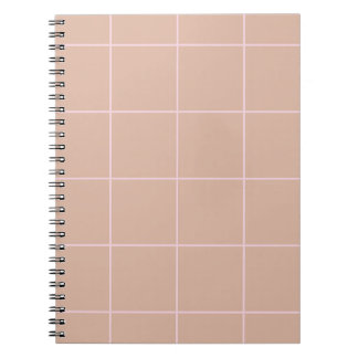 Warm Beige Grid Pattern Minimal Soft Check Design Anteckningsbok