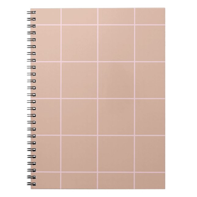 Warm Beige Grid Pattern Minimal Soft Check Design Anteckningsbok (Framsidan)