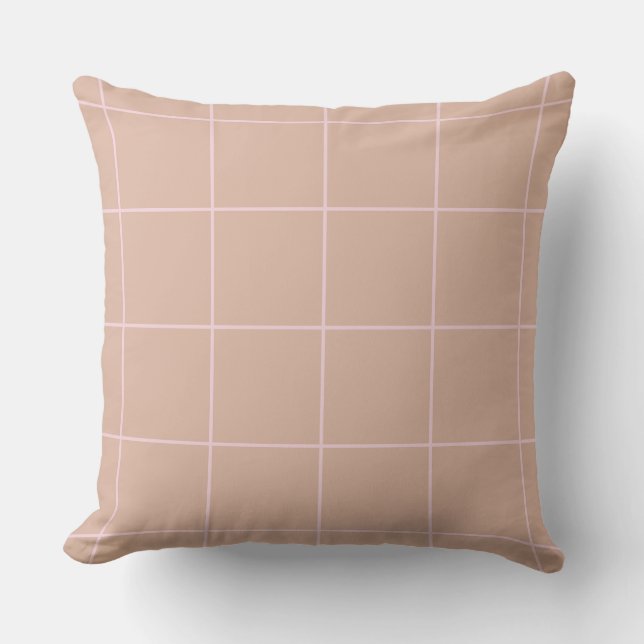 Warm Beige Grid Pattern Minimal Soft Check Design Kudde (Framsida)
