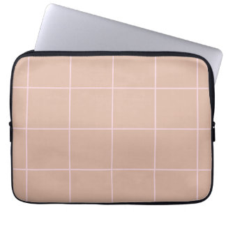 Warm Beige Grid Pattern Minimal Soft Check Design Laptop Fodral