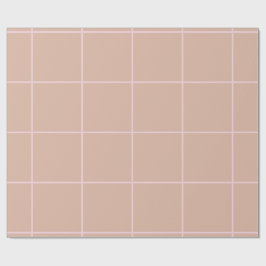 Warm Beige Grid Pattern Minimal Soft Check Design Presentpapper