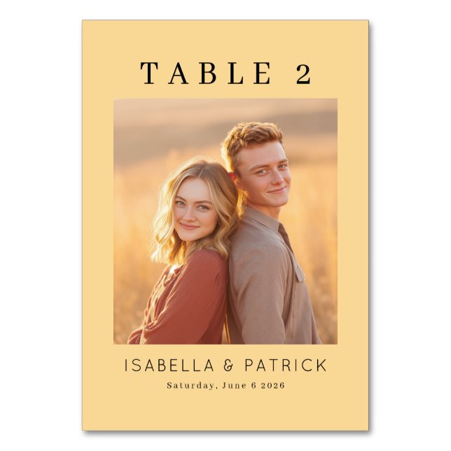 Warm Beige Minimalist Photo Bordsnummer (Framsidan)