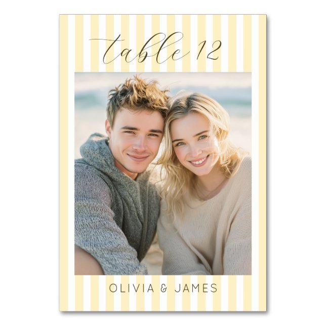 Warm Beige Minimalist Photo Bordsnummer (Framsidan)