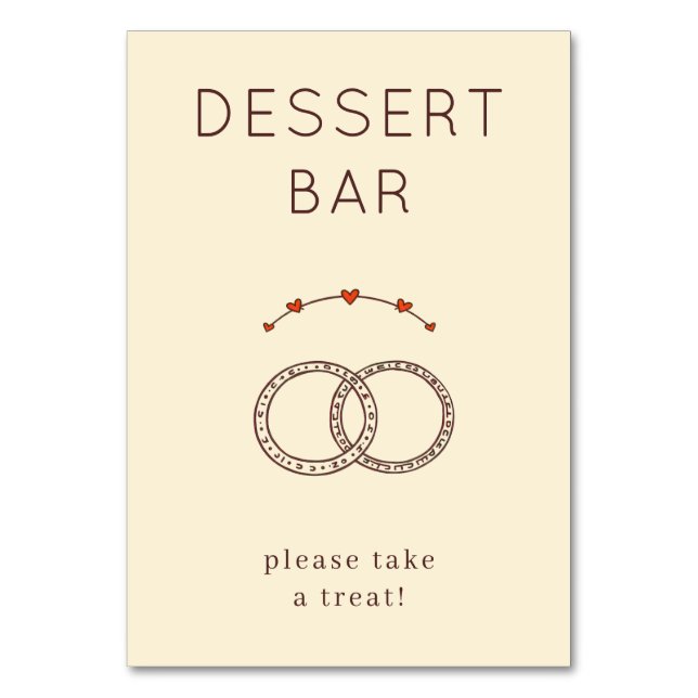 Warm Beige Minimalist Wedding Rings Bordsnummer (Framsidan)