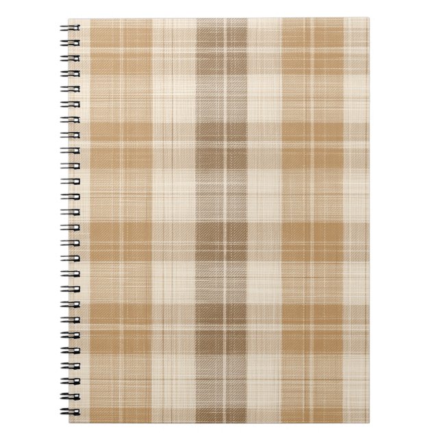 Warm Beige Plaid Linen Texture with Weaves Anteckningsbok (Framsidan)