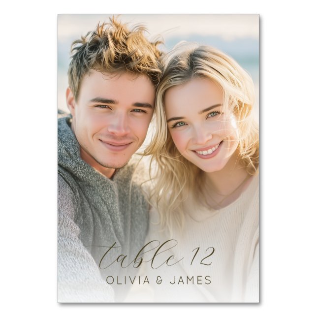 Warm Beige Romantic Photo Bordsnummer (Baksidan)