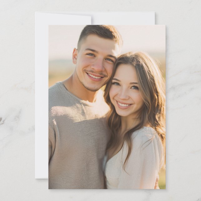 Warm Beige Romantic Photo Inbjudningar (Framsida)