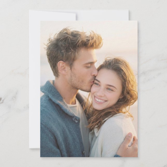 Warm Beige Romantic Photo Inbjudningar (Framsida)