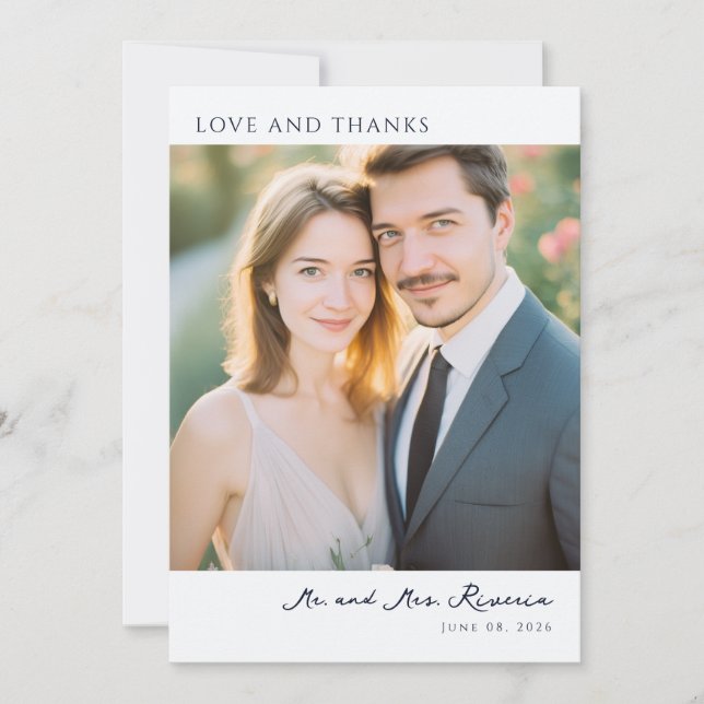 Warm Beige Romantic Photo Tack Kort (Framsida)