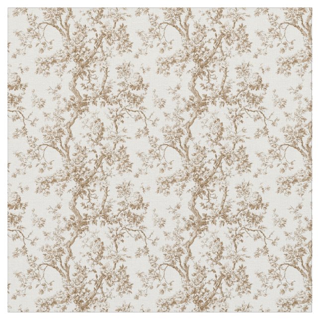 Warm Beige Toile med Ro och Twisting Grenar Tyg (Närbild)