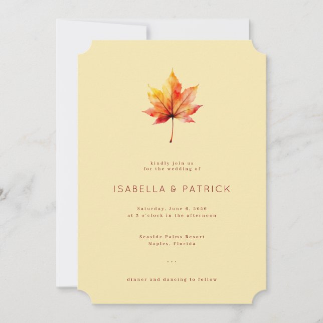 Warm Beige Watercolor Leaf Elegancy Inbjudningar (Framsida)