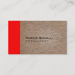 Warm Beige Wood Effect Red Rand Affärskort Visitkort