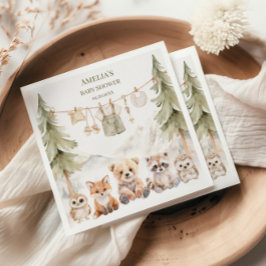 Warm Beige Woodland Adventure Awaits Baby Shower Pappersservett