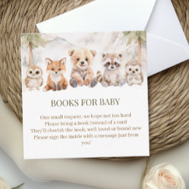 Warm Beige Woodland Books for Baby Shower Card Tilläggskort