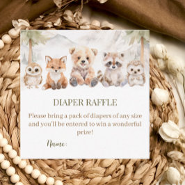 Warm Beige Woodland Diaper Raffle Baby Shower Card Tilläggskort
