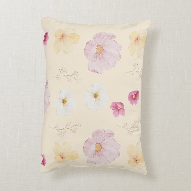 Warm Bloom Floral Throw Pillow Case Prydnadskudde (Baksidan(Vertikal))