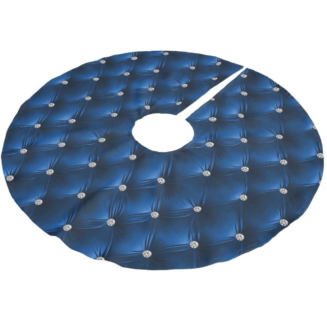 Warm Blue Faux Velvet Julgransmatta Borstad Polyester (Vinklad)