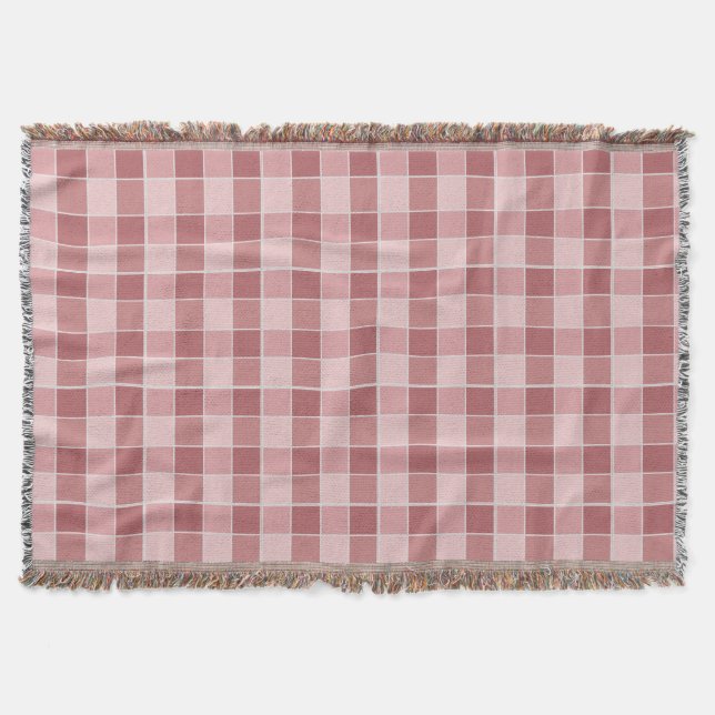 Warm Blush Checkerboard Pattern Soft Pink & Terrac Filt (Framsidan)
