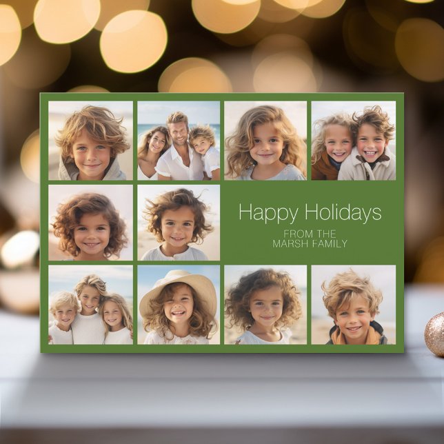 Warm Boho Färg Retro Rand - 10 foton Julkort (Modern Holiday Greeting Card with a Family Photo)