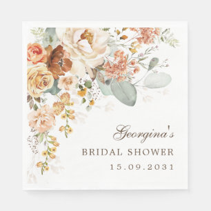 Warm Boho Terracotta Blommigt Möhippa Pappersservett