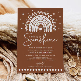 Warm Boho Terracotta Sunshine Rainbow Shower Inbjudningar