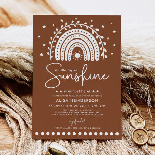 Warm Boho Terracotta Sunshine Rainbow Shower Inbjudningar