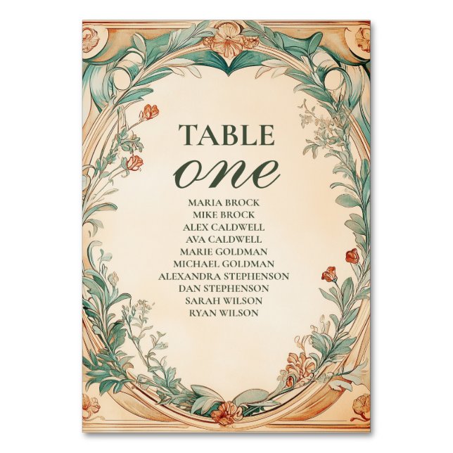 Warm Botanical Ram bröllop Bordsnummer (Framsidan)