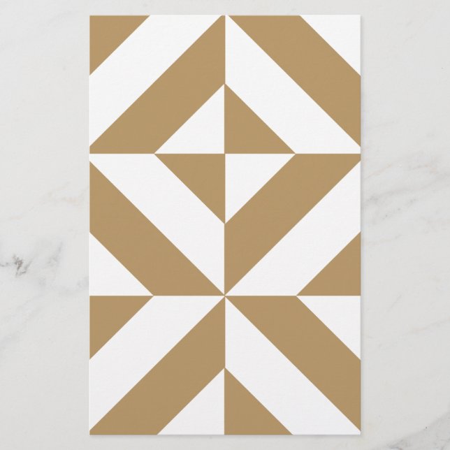 Warm Brown Geometric Deco Cube Mönster Brevpapper (Framsida)