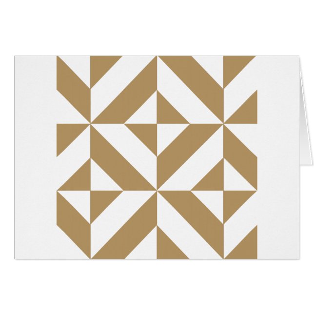 Warm Brown Geometric Deco Cube Mönster Hälsningskort (Framsidan Horizontal)