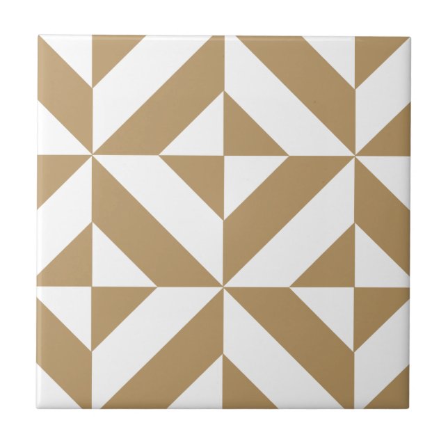 Warm Brown Geometric Deco Cube Mönster Kakelplatta (Framsidan)