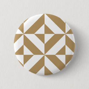 Warm Brown Geometric Deco Cube Mönster Knapp