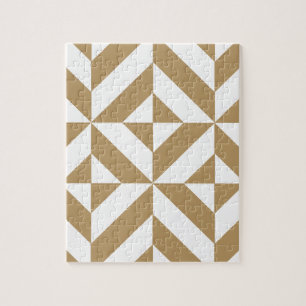 Warm Brown Geometric Deco Cube Mönster Pussel