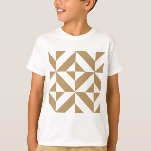 Warm Brown Geometric Deco Cube Mönster T Shirt