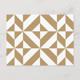 Warm Brown Geometric Deco Cube Mönster Vykort