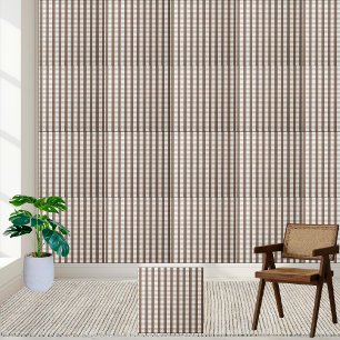 Warm Brown och Crisp White Checkered Tile Mönster Kakelplatta
