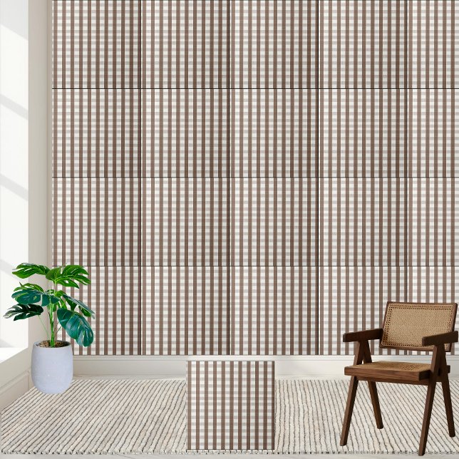 Warm Brown och Crisp White Checkered Tile Mönster Kakelplatta (Warm Brown and Crisp White Checkered Tile Pattern)
