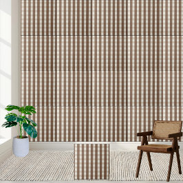 Warm Brown och White Checkated Gingham Mönster Kakelplatta